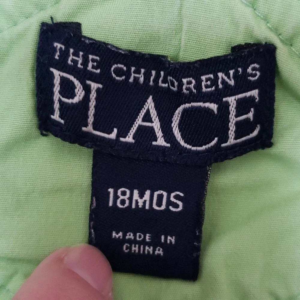 The Children's Place Green and Orange Striped Overall Dress, Size 18 Months - Picture 5 of 6